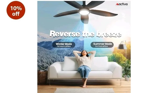 ACTIVA BLDC Ceiling Fan 1200mm Aero Five With Remote Control | 5 Blade ABS Body | BEE 5 Star Rated 28W Energy Saving | High Speed Air Delivery, Reversible Mode, Timer | 5 Year Warranty | Pearl Grey