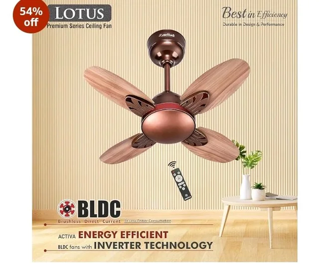 ACTIVA Lotus 600mm BLDC Ceiling Fan with Remote | 28W Energy Saving | 5 Star Rated | 850 RPM High Speed | 4 Blade | Reversible Mode & Timer | Silent | Rose Wood | 5 Year Warranty
54%
off