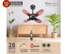 ACTIVA Lotus 600mm BLDC Ceiling Fan with Remote | BEE 5 Star Rated | 28W Energy Saving Motor | 850 RPM High Speed | 4 Blade Silent Fan | Reversible Mode & Timer | Smoke Wood Finish | 5 Year Warranty