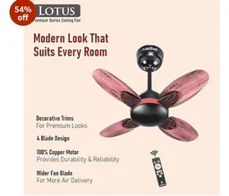 ACTIVA Lotus 600mm BLDC Ceiling Fan with Remote | BEE 5 Star Rated | 28W Energy Saving Motor | 850 RPM High Speed | 4 Blade Silent Fan | Reversible Mode & Timer | Smoke Wood Finish | 5 Year Warranty
