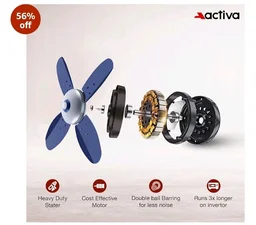 ACTIVA Gracia 600 MM BLDC Ceiling Fan | 4 Blades | 28 Watt | Noiseless Motor with LED Light | Remote Control | Reversible Mode, Timer, Energy Saving, come with 5 Years Warranty (Sparkle Blue)