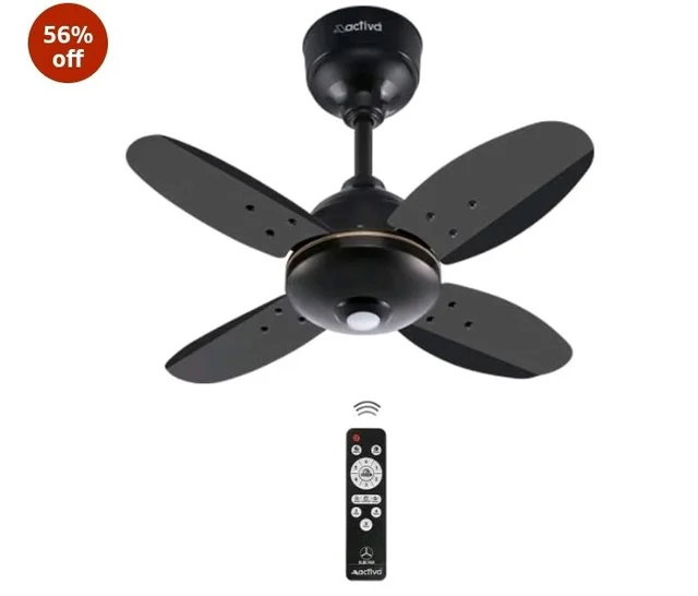 ACTIVA Gracia 600MM BLDC Ceiling Fan with LED Light | BEE 5 Star Rated | 28W Energy Saving Motor | 4 Blade High Speed | Remote Control | Reversible Mode & Timer | 5 Years Warranty | Smoke Brown