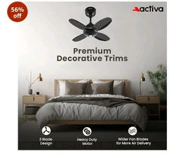 ACTIVA Gracia 600MM BLDC Ceiling Fan with LED Light | BEE 5 Star Rated | 28W Energy Saving Motor | 4 Blade High Speed | Remote Control | Reversible Mode & Timer | 5 Years Warranty | Smoke Brown