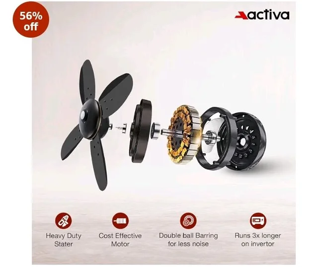 ACTIVA Gracia 600MM BLDC Ceiling Fan with LED Light | BEE 5 Star Rated | 28W Energy Saving Motor | 4 Blade High Speed | Remote Control | Reversible Mode & Timer | 5 Years Warranty | Smoke Brown