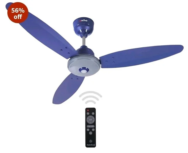 ACTIVA Gracia 1200mm BLDC Ceiling Fan with LED Light, 28W Energy Saving BEE 5 Star Rated Motor, 3 Wider Blades, Full Remote Control, Silent Operation come with 5 Year Warranty (Sparkle Blue)