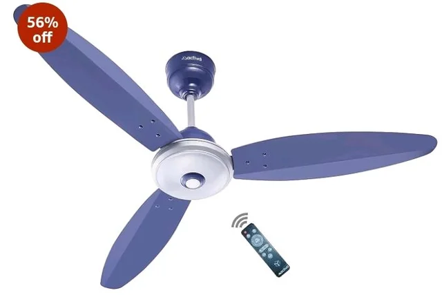 ACTIVA Gracia 1200mm Ceiling Fan with LED Light | 5 Star Energy Saving BLDC Motor | Remote Control, Reversible Mode & Timer | 3 Blade High Speed Ceiling Fan | 4 Year Warranty | Sparkle Blue