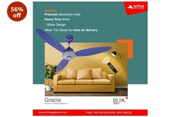 ACTIVA Gracia 1200mm Ceiling Fan with LED Light | 5 Star Energy Saving BLDC Motor | Remote Control, Reversible Mode & Timer | 3 Blade High Speed Ceiling Fan | 4 Year Warranty | Sparkle Blue