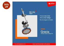 ACTIVA Gracia 1200mm Ceiling Fan with LED Light | 5 Star Energy Saving BLDC Motor | Remote Control, Reversible Mode & Timer | 3 Blade High Speed Ceiling Fan | 4 Year Warranty | Sparkle Blue
