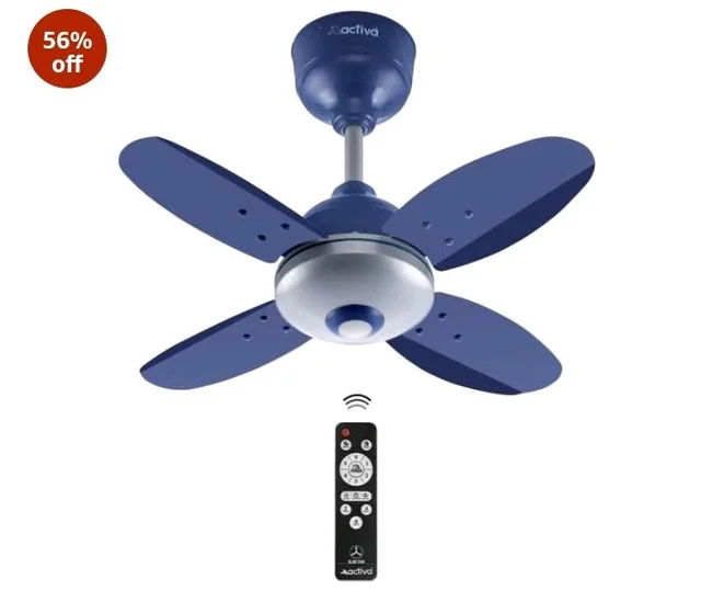 ACTIVA Gracia 600 MM BLDC Ceiling Fan | 4 Blades | 28 Watt | Noiseless Motor with LED Light | Remote Control | Reversible Mode, Timer, Energy Saving, come with 5 Years Warranty (Sparkle Blue)