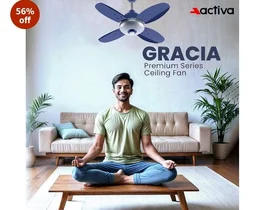 ACTIVA Gracia 600 MM BLDC Ceiling Fan | 4 Blades | 28 Watt | Noiseless Motor with LED Light | Remote Control | Reversible Mode, Timer, Energy Saving, come with 5 Years Warranty (Sparkle Blue)