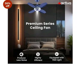 ACTIVA Gracia 600 MM BLDC Ceiling Fan | 4 Blades | 28 Watt | Noiseless Motor with LED Light | Remote Control | Reversible Mode, Timer, Energy Saving, come with 5 Years Warranty (Sparkle Blue)