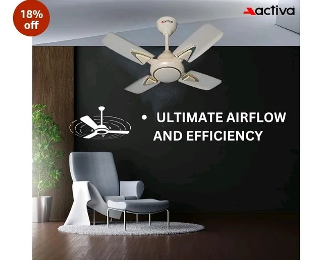 ACTIVA Galaxy-1 600mm Ceiling Fan Pack of 2 | 850 RPM High Speed | 50W Copper Motor | 4 Blades | Anti-Dust Coating | Compact Ceiling Fan | 2 Year Warranty (Ivory)