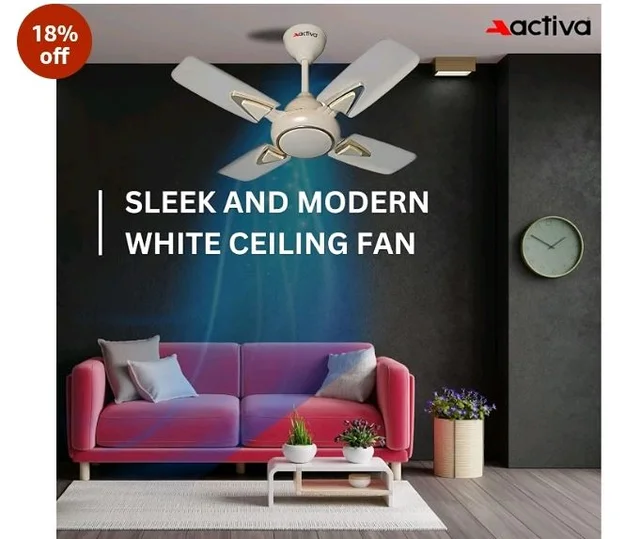 ACTIVA Galaxy-1 600mm Ceiling Fan Pack of 2 | 850 RPM High Speed | 50W Copper Motor | 4 Blades | Anti-Dust Coating | Compact Ceiling Fan | 2 Year Warranty (Ivory)