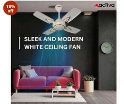 ACTIVA Galaxy-1 600mm Ceiling Fan Pack of 2 | 850 RPM High Speed | 50W Copper Motor | 4 Blades | Anti-Dust Coating | Compact Ceiling Fan | 2 Year Warranty (Ivory)