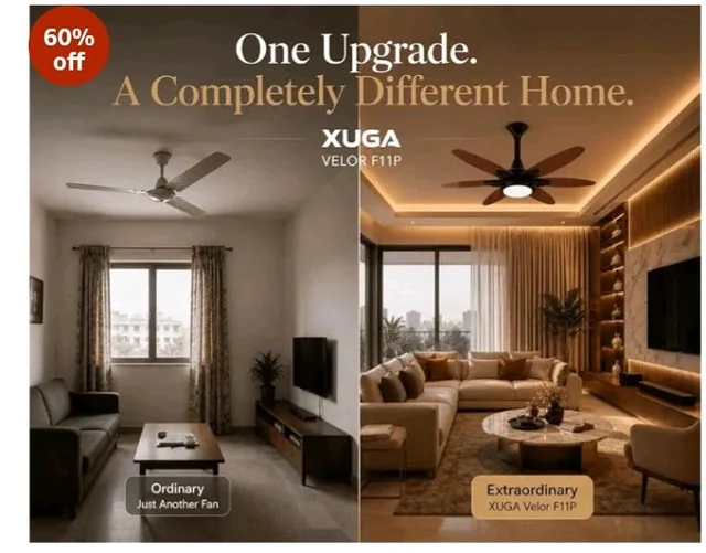XUGA Velor F11P 1200mm Premium BLDC Ceiling Fan with Remote Control | Energy Saving Silent Copper Motor | 340 CMM High Air Delivery, 5 Years Warranty (Oakwood Finish)
60%
off
