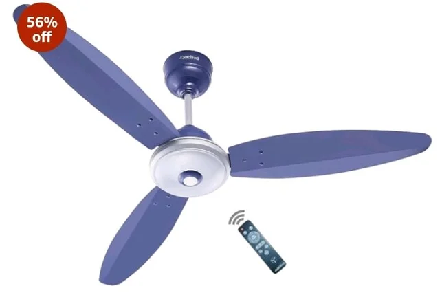 ACTIVA Gracia 1200mm Ceiling Fan with LED Light | 5 Star Energy Saving BLDC Motor | Remote Control, Reversible Mode & Timer | 3 Blade High Speed Ceiling Fan | 4 Year Warranty | Sparkle Blue