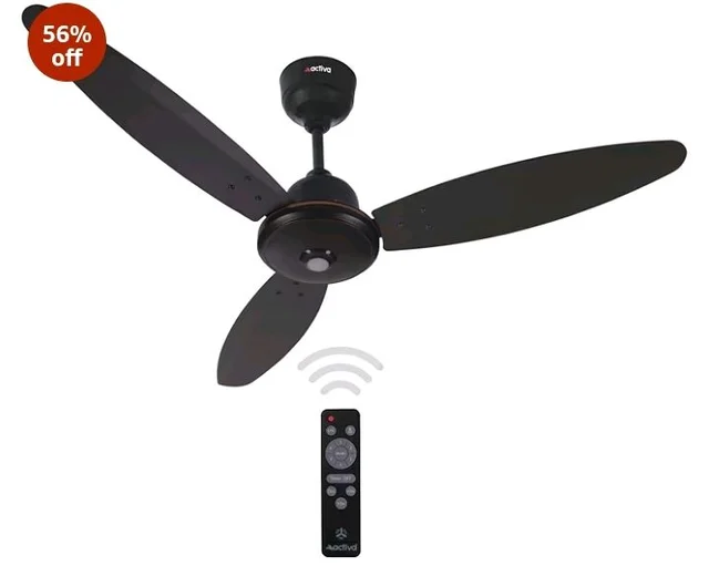 ACTIVA Gracia BLDC Ceiling Fan 1200mm | LED Light Ceiling Fan with Remote Control | 5 Star Rated Energy Efficient Fan | 28W High Speed Motor | Silent 3 Blade Design | Smoke Brown | 5 Year Warranty