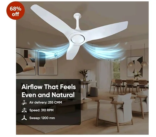 CADLEC ThunderX 1200mm BLDC Ceiling Fan with Remote Control | BEE 5 star Rated Energy Efficient Ceiling Fan | High Air Delivery | 5 Year Warranty (White)
