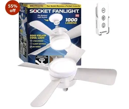 WELTHERM Plastic Socket Ceiling Fan with LED Light | 2 in 1| Multiple Lighting 1000 Lumens LED 3 Step Lighting 3 Step Fan Speed 6000K Warm Light 16 inch