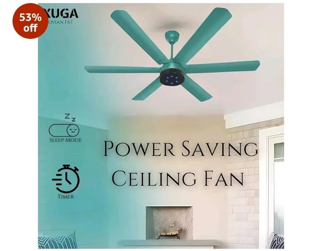 XUGA Jovian F6T Premium Smart 1200mm, BEE 5-star BLDC fan,6 Blade,Remote Ceiling fan for Home, 100% Copper Motor,Energy Saving, High Air Delivery,LED(5 Year Warranty)