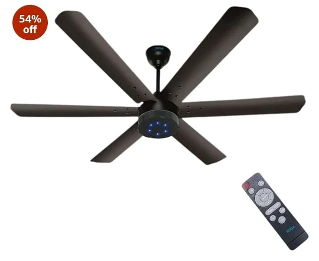 XUGA Jovian F6D Premium Smart 1200mm, BEE 5-star BLDC fan,6 Blade,Remote Ceiling fan for Home, 100% Copper Motor,Energy Saving, High Air Delivery, Aesthetic LED Light (Black)(5 Year Warranty)