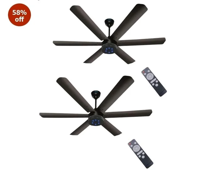 XUGA Jovian F6D Premium Smart 1200mm, BEE 5-star BLDC fan,6 Blade,Remote Ceiling fan for Home, 100% Copper Motor,Energy Saving, High Air Delivery,LED Light, Black (Pack of 2)(5 Year Warranty)