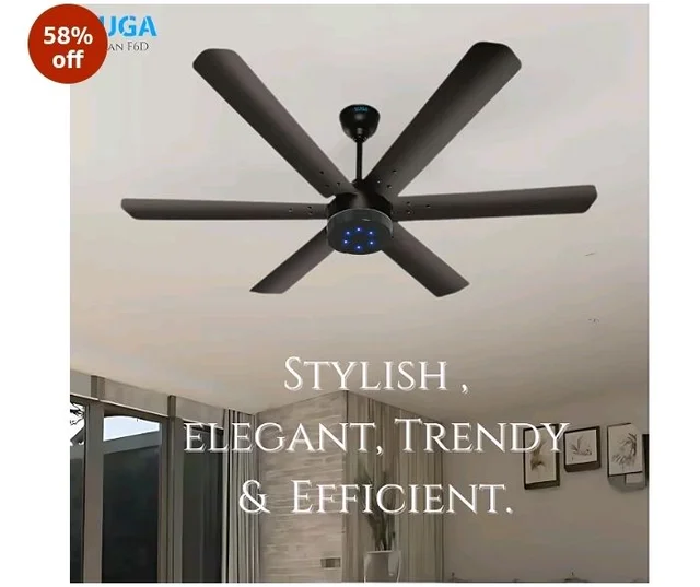 XUGA Jovian F6D Premium Smart 1200mm, BEE 5-star BLDC fan,6 Blade,Remote Ceiling fan for Home, 100% Copper Motor,Energy Saving, High Air Delivery,LED Light, Black (Pack of 2)(5 Year Warranty)