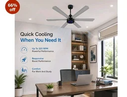 XUGA Jovian F6G-D Premium Smart 1200mm, BEE 5-star BLDC fan,6 Blade,Remote Ceiling fan for Home, 100% Copper Motor,Energy Saving, High Air Delivery,LED(5 Year Warranty)
66%
off