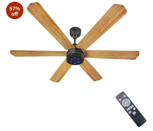 XUGA Jovian F6W Premium Smart 1200mm, BEE 5-star BLDC fan,6 Blade,Remote Ceiling fan for Home, 100% Copper Motor,Energy Saving, High Air Delivery, Aesthetic LED Light (Wooden)(5 Year Warranty)