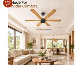 XUGA Jovian F6W Premium Smart 1200mm, BEE 5-star BLDC fan,6 Blade,Remote Ceiling fan for Home, 100% Copper Motor,Energy Saving, High Air Delivery, Aesthetic LED Light (Wooden)(5 Year Warranty)
