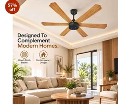 XUGA Jovian F6W Premium Smart 1200mm, BEE 5-star BLDC fan,6 Blade,Remote Ceiling fan for Home, 100% Copper Motor,Energy Saving, High Air Delivery, Aesthetic LED Light (Wooden)(5 Year Warranty)