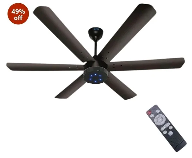 XUGA Jovian F6B Premium Smart 1200mm, BEE 5-star BLDC fan,6 Blade,Remote Ceiling fan for Home, 100% Copper Motor,Energy Saving, High Air Delivery, Aesthetic LED Light (Smoke Brown)(5 Year Warranty)