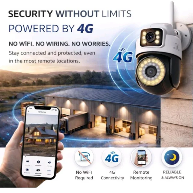 JK Vision Wireless Outdoor Mini PTZ 4G 5mp Smart Security Camera, Dual Lens IP Camera with Color Night Vision, Motion Detection, Two-Way Audio, Waterproof CCTV Camera with App Remote Viewing.
70%
off