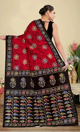 TAMAIRA FASHION Mulmul Pure Cotton Saree For Woman Batik Printed |Office Wear Daily Wear Sarees For Women Without Blouse Piece