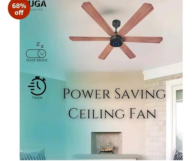 XUGA Jovian F6P Premium Smart 1200mm, BEE 5-star BLDC fan,6 Blade,Remote Ceiling fan for Home, 100% Copper Motor,Energy Saving, High Air Delivery,LED Light, Oakwood (Pack of 2)(5 Year Warranty)