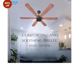 XUGA Jovian F6P Premium Smart 1200mm, BEE 5-star BLDC fan,6 Blade,Remote Ceiling fan for Home, 100% Copper Motor,Energy Saving, High Air Delivery,LED Light, Oakwood (Pack of 2)(5 Year Warranty)