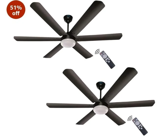 XUGA Zephyr F1B Premium Smart 1200mm, BEE 5-star BLDC fan,6 Blade,Remote Ceiling fan for Home, 100% Copper Motor,Energy Saving, High Air Delivery,LED (Smoke Brown Combo)(5 Year Warranty)