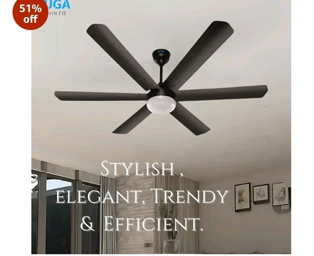 XUGA Zephyr F1B Premium Smart 1200mm, BEE 5-star BLDC fan,6 Blade,Remote Ceiling fan for Home, 100% Copper Motor,Energy Saving, High Air Delivery,LED (Smoke Brown Combo)(5 Year Warranty)