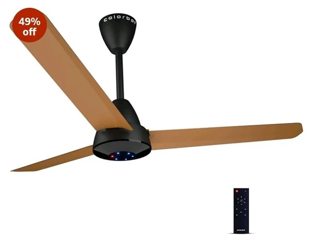 Colorbot Helix BLDC Ceiling Fans 1200mm | BEE 5 Star Rated Power Saver | AeroQuiet+ Technology | 370 RPM | Remote Control (Boost, Timer, LED, Reverse Mode) | 4 Years Warranty (Urban Oak)
