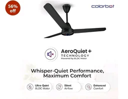 Colorbot Helix BLDC Ceiling Fans 1200mm | BEE 5 Star Rated Power Saver | AeroQuiet+ Technology | 370 RPM | Remote Control (Boost, Timer, LED, Reverse Mode) | 4 Years Warranty (Charcoal Black)