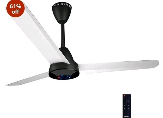 Colorbot Helix BLDC Ceiling Fans 1200mm | BEE 5 Star Rated Power Saver | AeroQuiet+ Technology | 370 RPM | Remote Control (Boost, Timer, LED, Reverse Mode) | 4 Years Warranty (Noir White)