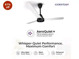 Colorbot Helix BLDC Ceiling Fans 1200mm | BEE 5 Star Rated Power Saver | AeroQuiet+ Technology | 370 RPM | Remote Control (Boost, Timer, LED, Reverse Mode) | 4 Years Warranty (Noir White)