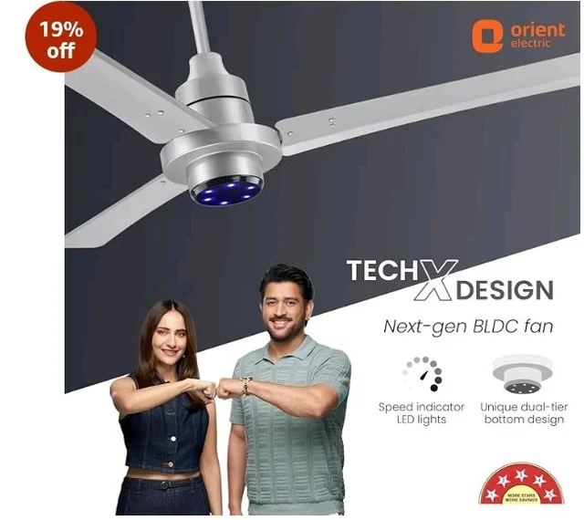 Orient Electric Uniquely Designed I Tome Pro 1200 mm BLDC Ceiling Fan with Remote | BEE 5-Star Rated Energy Efficient Fan | High Air Delivery, 3 Years Warranty by Orient - Space Grey