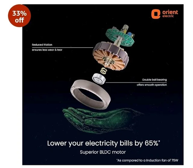 Orient Electric I Tome Pro 900 mm BLDC Ceiling Fan with Remote | BEE 5-star rated Energy Saving Fan | 3-year warranty by Orient | (Space Grey)