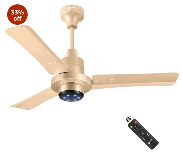 Orient Electric I Tome Pro 900 mm BLDC Ceiling Fan with Remote | BEE 5-star rated Energy Saving Fan | 3-year warranty by Orient | (Topaz Gold)