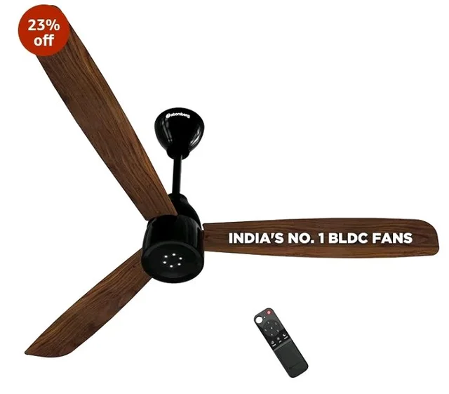 atomberg Renesa Enzel 1200mm BLDC Ceiling Fan with Remote | 5 star | Advance Air+ Technology | LED Speed Indicator | Low Noise | Sleek Design | Power Saving | 3 Year Warranty | Dark Walnut