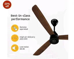 atomberg Renesa Enzel 1200mm BLDC Ceiling Fan with Remote | 5 star | Advance Air+ Technology | LED Speed Indicator | Low Noise | Sleek Design | Power Saving | 3 Year Warranty | Dark Walnut