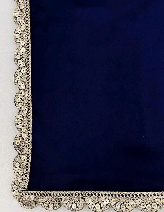 SATAZ Ready To Wear Saree For Women Pre Pleated Satin Silk Readymade With Unstitched Blouse (Navy Blue)