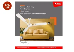 ACTIVA Corolla 1200mm Ceiling Fan, High Speed 390 RPM Air Delivery, BEE & BIS Approved, Anti Dust, Large Sweep, High Performance Ceiling Fan, 2 Years Warranty Pack of 2 (Pearl Ivory)