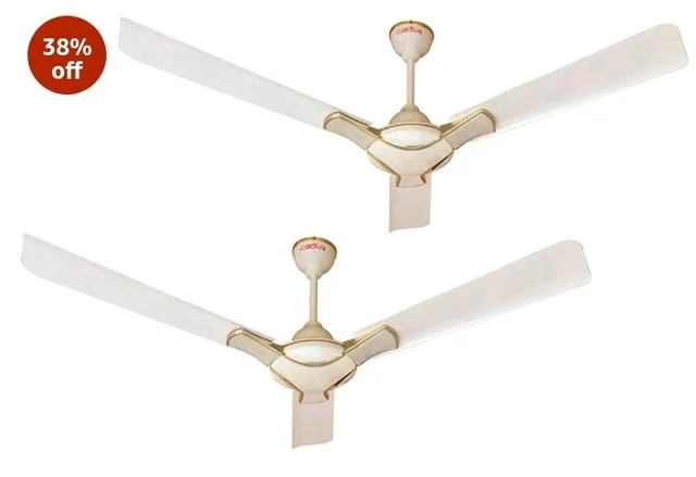 ACTIVA Corolla 1200mm Ceiling Fan Pack of 2 | 390 RPM High Speed Air Delivery | 50W Energy Efficient Motor | Ceiling Fan For Living Room, Large Sweep Pearl Ivory | Home Office Use